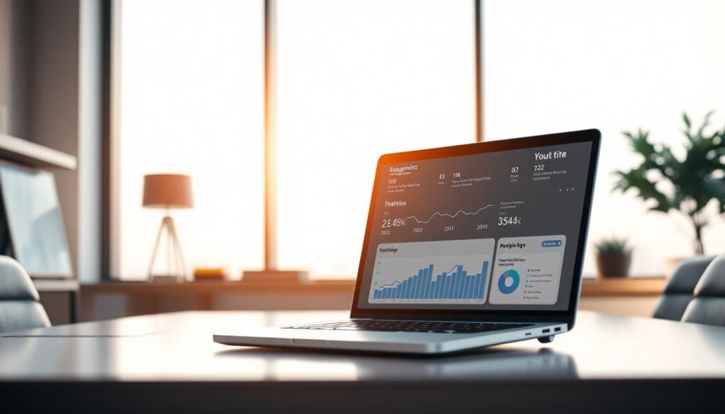 Photorealistic cinematic scene of a modern office interior, with a large window providing ample natural light. On the desk, a laptop displays a detailed dashboard of Shorts algorithm engagement metrics, including view counts, audience retention, and other key performance indicators. The scene is bathed in a warm, soft lighting that accentuates the sleek, minimalist design of the office furniture. The camera angle is slightly elevated, giving a sense of authority and professionalism to the subject matter. The overall mood is one of focused analysis and strategic decision-making, befitting the topic of optimizing YouTube Shorts content for maximum impact. Photorealistic cinematic scene of a modern office interior, with a large window providing ample natural light. On the desk, a laptop displays a detailed dashboard of Shorts algorithm engagement metrics, including view counts, audience retention, and other key performance indicators. The scene is bathed in a warm, soft lighting that accentuates the sleek, minimalist design of the office furniture. The camera angle is slightly elevated, giving a sense of authority and professionalism to the subject matter. The overall mood is one of focused analysis and strategic decision-making, befitting the topic of optimizing YouTube Shorts content for maximum impact.