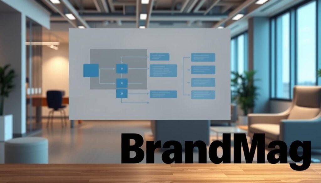 Photorealistic image of a structured data schema markup diagram, set in a modern office environment with cinematic lighting. The diagram features clean lines, geometric shapes, and a color scheme of blues, grays, and whites. The foreground showcases the BrandMag logo prominently displayed, while the background depicts a partially visible office space with sleek furniture and floor-to-ceiling windows. The overall scene conveys a sense of professionalism, technology, and visual clarity, reflecting the topic of "Leveraging Structured Data and Schema Markup" for the article. Photorealistic image of a structured data schema markup diagram, set in a modern office environment with cinematic lighting. The diagram features clean lines, geometric shapes, and a color scheme of blues, grays, and whites. The foreground showcases the BrandMag logo prominently displayed, while the background depicts a partially visible office space with sleek furniture and floor-to-ceiling windows. The overall scene conveys a sense of professionalism, technology, and visual clarity, reflecting the topic of "Leveraging Structured Data and Schema Markup" for the article.