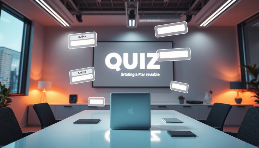 A dynamic, photorealistic quiz interface set in a modern office environment. The scene features BrandMag's sleek, minimalist branding with bold colors and clean typography. Cinematic lighting illuminates the scene, creating depth and drama. Floating, interactive quiz elements hover above a pristine desk, inviting the viewer to engage. The overall atmosphere is one of professionalism, innovation, and interactive learning. A dynamic, photorealistic quiz interface set in a modern office environment. The scene features BrandMag's sleek, minimalist branding with bold colors and clean typography. Cinematic lighting illuminates the scene, creating depth and drama. Floating, interactive quiz elements hover above a pristine desk, inviting the viewer to engage. The overall atmosphere is one of professionalism, innovation, and interactive learning.