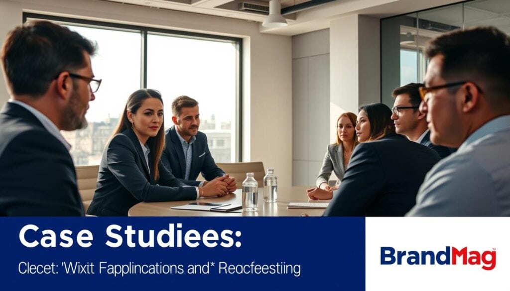 A modern, photorealistic office setting with a large window allowing natural light to stream in, illuminating a group of business professionals in smart attire gathered around a conference table, intently discussing "Case Studies: Real-World Applications and Success Stories" for the BrandMag article. The scene exudes a sense of professionalism, collaboration, and the successful application of programmatic advertising strategies. Cinematic 8K lighting and angles capture the earnest expressions and body language of the participants, showcasing the power of data-driven marketing solutions. A modern, photorealistic office setting with a large window allowing natural light to stream in, illuminating a group of business professionals in smart attire gathered around a conference table, intently discussing "Case Studies: Real-World Applications and Success Stories" for the BrandMag article. The scene exudes a sense of professionalism, collaboration, and the successful application of programmatic advertising strategies. Cinematic 8K lighting and angles capture the earnest expressions and body language of the participants, showcasing the power of data-driven marketing solutions.