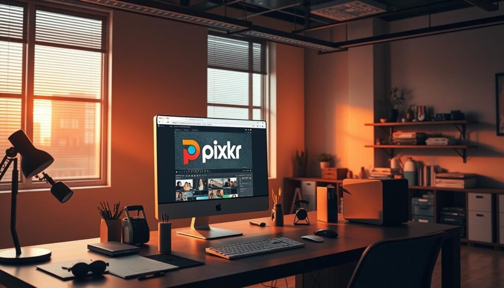 A sleek, modern office space bathed in warm, cinematic lighting. A browser window prominently displays the Pixlr logo, its intuitive interface inviting users to effortlessly edit their photos. The desk is neatly organized, with a high-end workstation and various productivity tools. The atmosphere exudes efficiency and professionalism, showcasing Pixlr's powerful yet accessible photo editing capabilities. The scene is captured in stunning 8K resolution, highlighting the tool's precision and attention to detail. A sleek, modern office space bathed in warm, cinematic lighting. A browser window prominently displays the Pixlr logo, its intuitive interface inviting users to effortlessly edit their photos. The desk is neatly organized, with a high-end workstation and various productivity tools. The atmosphere exudes efficiency and professionalism, showcasing Pixlr's powerful yet accessible photo editing capabilities. The scene is captured in stunning 8K resolution, highlighting the tool's precision and attention to detail.
