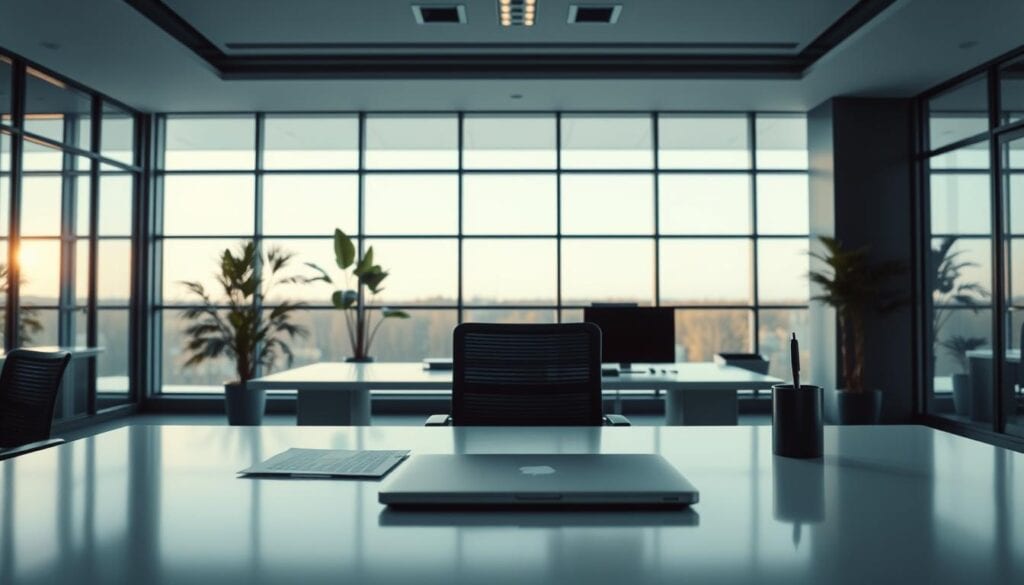 A sleek, modern office space with clean, minimalist design. A large desk sits in the foreground, its surface adorned with a laptop, documents, and a pen cup. In the middle ground, an ergonomic chair and a potted plant provide a sense of depth. The background features floor-to-ceiling windows, allowing natural light to flood the room and casting a warm, cinematic glow. Strategically placed lighting fixtures accentuate the clean lines and polished surfaces, creating a professional and productive atmosphere. The entire scene conveys a sense of focused analysis and careful cost investment planning. A sleek, modern office space with clean, minimalist design. A large desk sits in the foreground, its surface adorned with a laptop, documents, and a pen cup. In the middle ground, an ergonomic chair and a potted plant provide a sense of depth. The background features floor-to-ceiling windows, allowing natural light to flood the room and casting a warm, cinematic glow. Strategically placed lighting fixtures accentuate the clean lines and polished surfaces, creating a professional and productive atmosphere. The entire scene conveys a sense of focused analysis and careful cost investment planning.