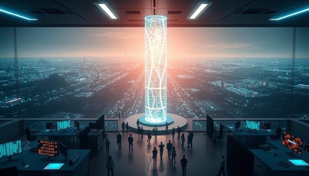 An expansive, holistic vista of Web 3.0 technology unfolds. In the foreground, a sleek, minimalist BrandMag office space bustles with activity - data streams, blockchain nodes, and digital avatars interacting seamlessly. Centered, a towering, crystalline data structure pulsates with coded energy, symbolizing the decentralized foundations of the next-gen web. The background stretches into a boundless digital landscape, dotted with floating islands of interconnected devices and infrastructure. Soft, cinematic lighting casts an ethereal glow, evoking a sense of wonder and technological progress. Photorealistic in 8K detail, this image encapsulates the transformative, decentralized future of the digital world. An expansive, holistic vista of Web 3.0 technology unfolds. In the foreground, a sleek, minimalist BrandMag office space bustles with activity - data streams, blockchain nodes, and digital avatars interacting seamlessly. Centered, a towering, crystalline data structure pulsates with coded energy, symbolizing the decentralized foundations of the next-gen web. The background stretches into a boundless digital landscape, dotted with floating islands of interconnected devices and infrastructure. Soft, cinematic lighting casts an ethereal glow, evoking a sense of wonder and technological progress. Photorealistic in 8K detail, this image encapsulates the transformative, decentralized future of the digital world.