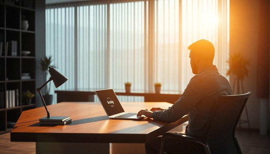 Photorealistic business office, modern and minimalist decor, cinematic lighting illuminating a mid-shot of a researcher using a laptop on a sleek wooden desk. BrandMag logo prominently displayed on the screen. The room is bathed in a warm, focused glow, creating a professional yet contemplative atmosphere as the researcher engages in advanced AI-powered keyword research for SEO content writing. Photorealistic business office, modern and minimalist decor, cinematic lighting illuminating a mid-shot of a researcher using a laptop on a sleek wooden desk. BrandMag logo prominently displayed on the screen. The room is bathed in a warm, focused glow, creating a professional yet contemplative atmosphere as the researcher engages in advanced AI-powered keyword research for SEO content writing.