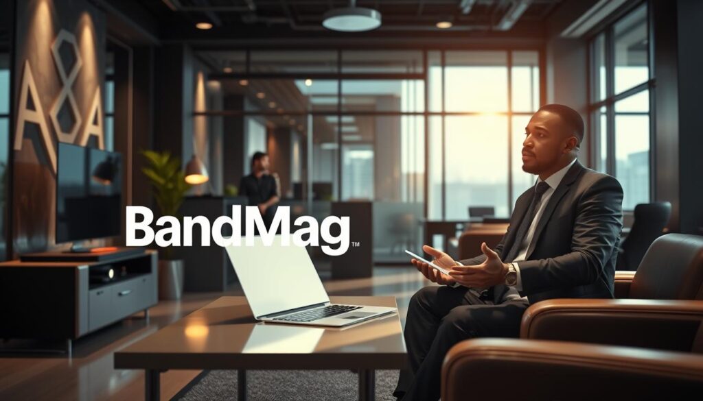 Photorealistic business scene featuring a modern office setting with a customer retention expert providing insights. Cinematic lighting illuminates the professional, well-dressed individual surrounded by sleek furniture and technology. The BrandMag logo is prominently displayed, capturing the atmosphere of a high-quality business publication. The image conveys authority, expertise, and the value of customer retention strategies for B2B companies. Captured in 8k resolution for maximum detail and clarity. Photorealistic business scene featuring a modern office setting with a customer retention expert providing insights. Cinematic lighting illuminates the professional, well-dressed individual surrounded by sleek furniture and technology. The BrandMag logo is prominently displayed, capturing the atmosphere of a high-quality business publication. The image conveys authority, expertise, and the value of customer retention strategies for B2B companies. Captured in 8k resolution for maximum detail and clarity.