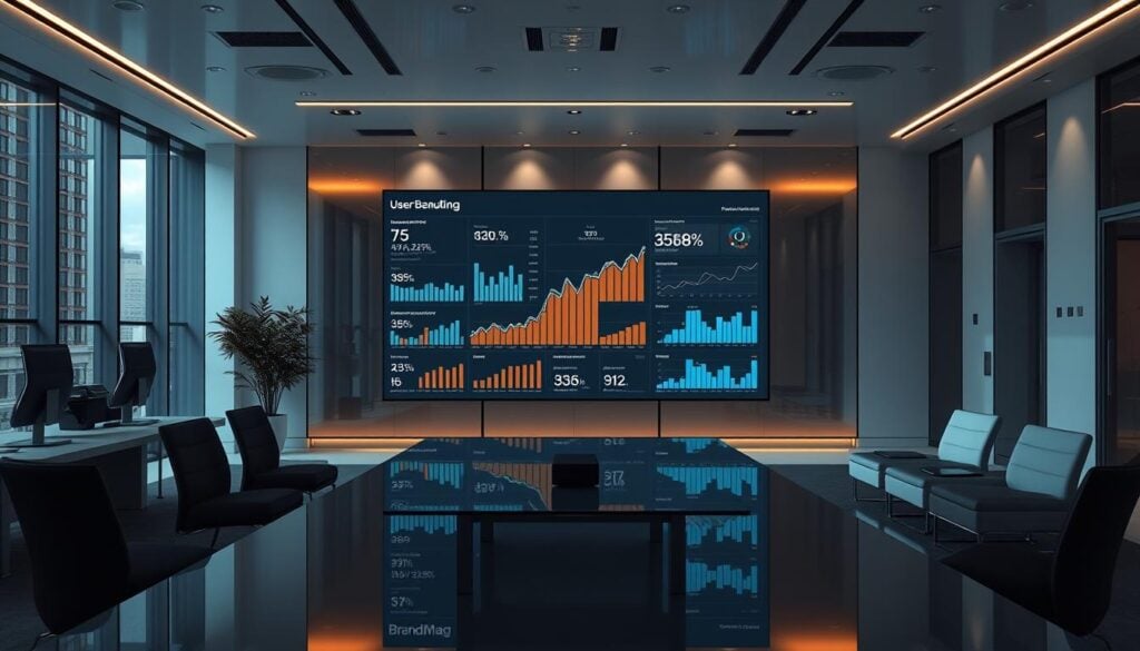 Photorealistic business scene of a modern office space, with cinematic lighting illuminating a sleek, minimalist interior. At the center, a large, high-resolution display showcases intricate user behavior analysis segments from the BrandMag Google Analytics 4 platform. The scene is rendered in 8k quality, capturing every nuanced detail of the data visualization. The overall atmosphere is one of focus, professionalism, and data-driven decision making. Photorealistic business scene of a modern office space, with cinematic lighting illuminating a sleek, minimalist interior. At the center, a large, high-resolution display showcases intricate user behavior analysis segments from the BrandMag Google Analytics 4 platform. The scene is rendered in 8k quality, capturing every nuanced detail of the data visualization. The overall atmosphere is one of focus, professionalism, and data-driven decision making.
