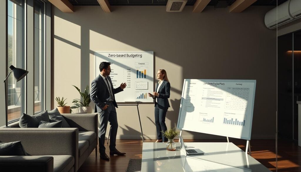 Business presentation slides with charts.