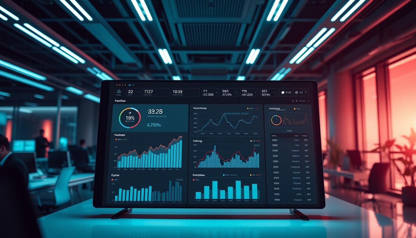 Analytics and Data Visualization in Modern Office.