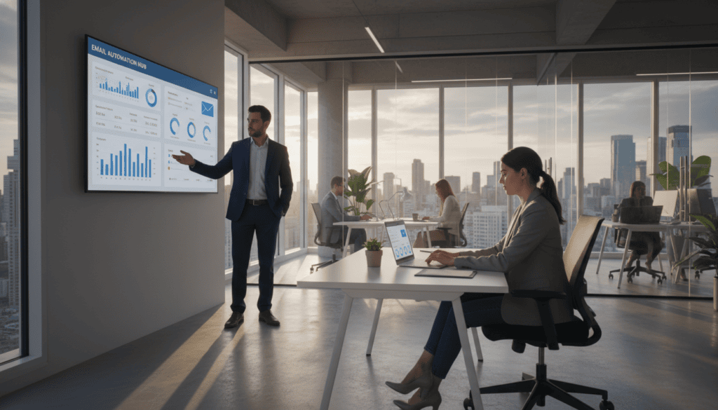 Business data analytics display.