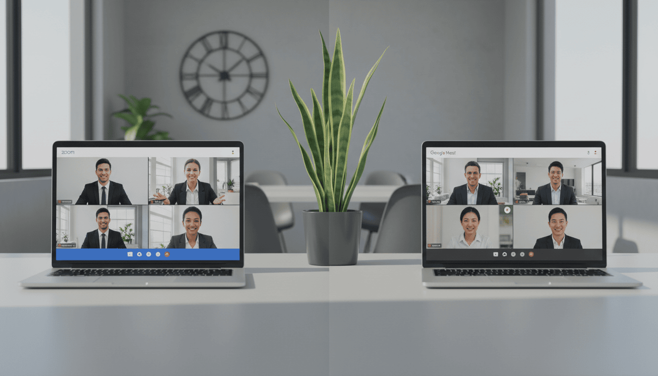 Video conference with colleagues.