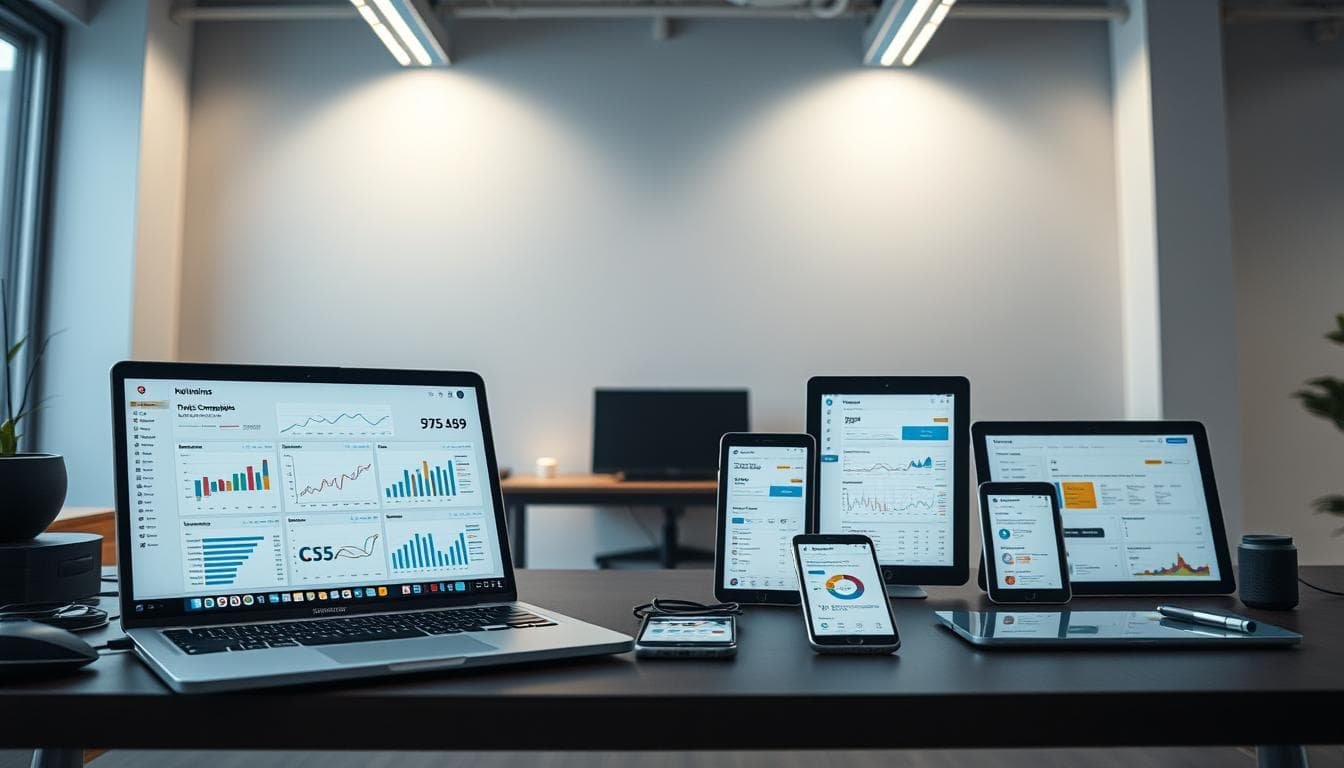 Multiple devices displaying analytics data
