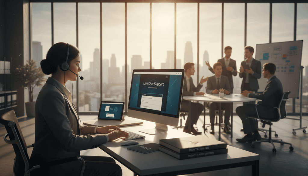 Customer support agent providing live chat assistance.