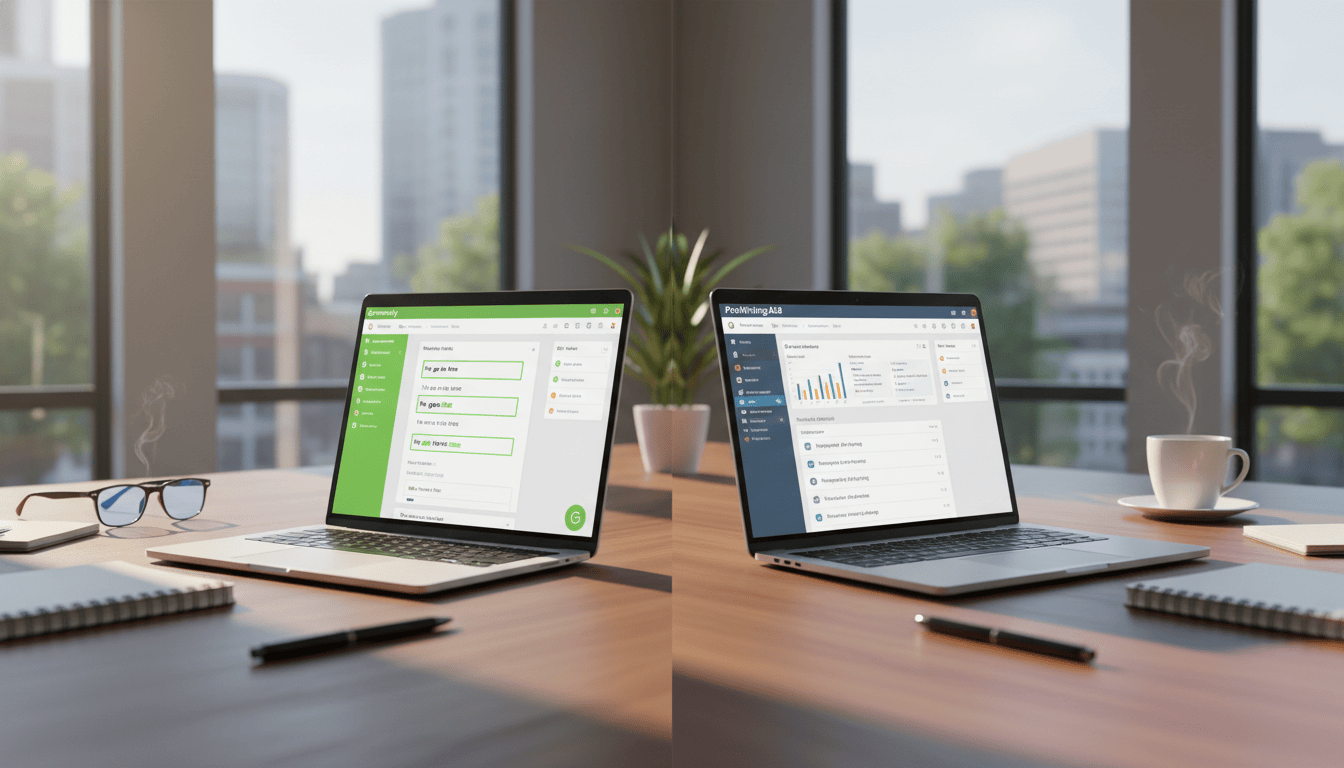 Two laptops displaying business dashboards.