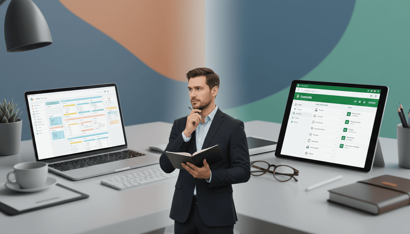 Business professional using digital planning tools.