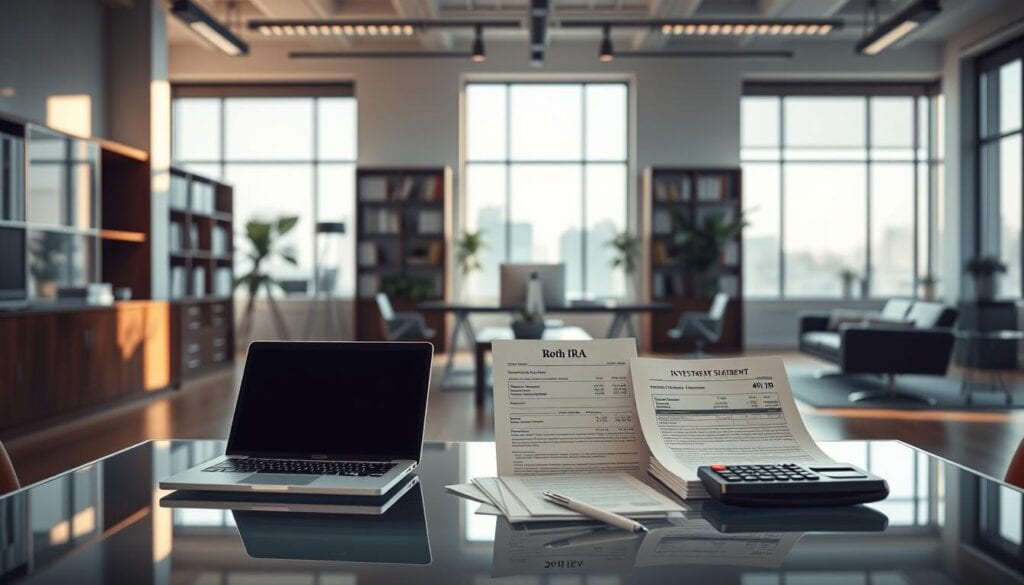 Roth and 401(k) statements on a desk