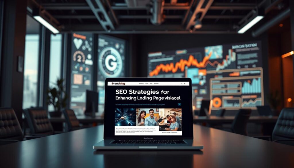 SEO landing page example on laptop