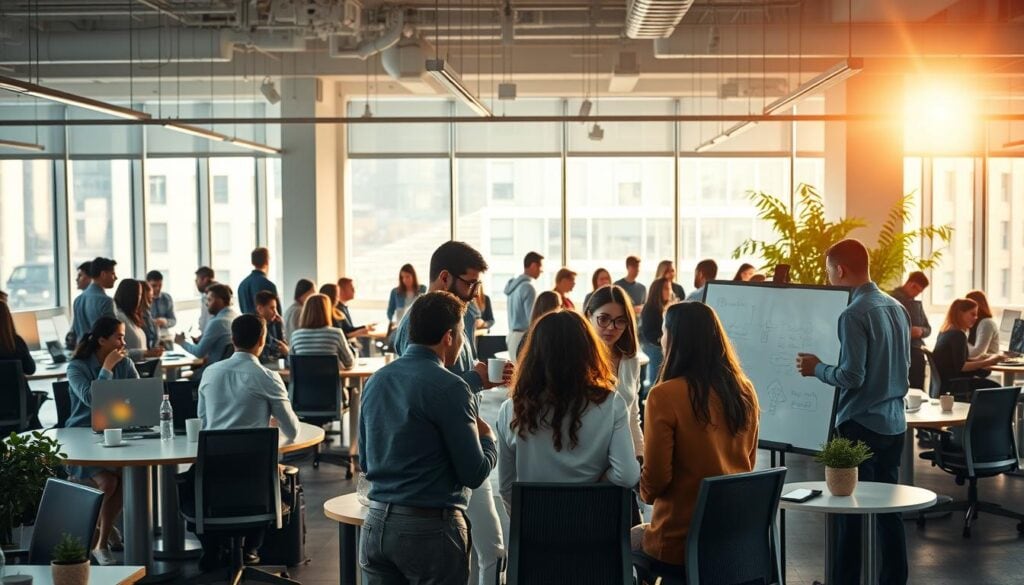 coworking members networking over coffee