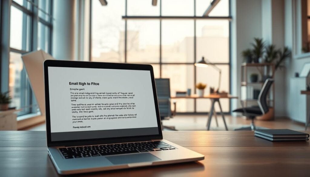 email pitch example on laptop