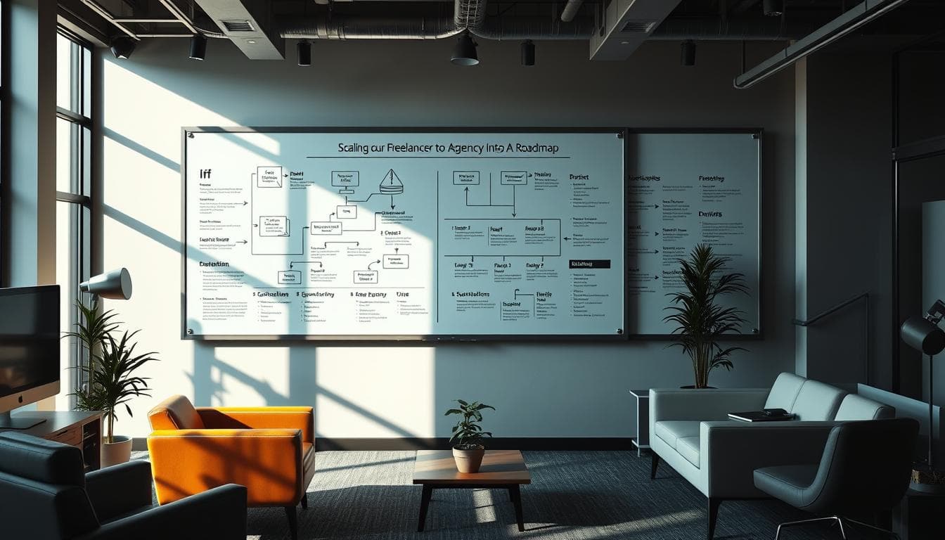 Roadmap for scaling freelance to agency growth.
