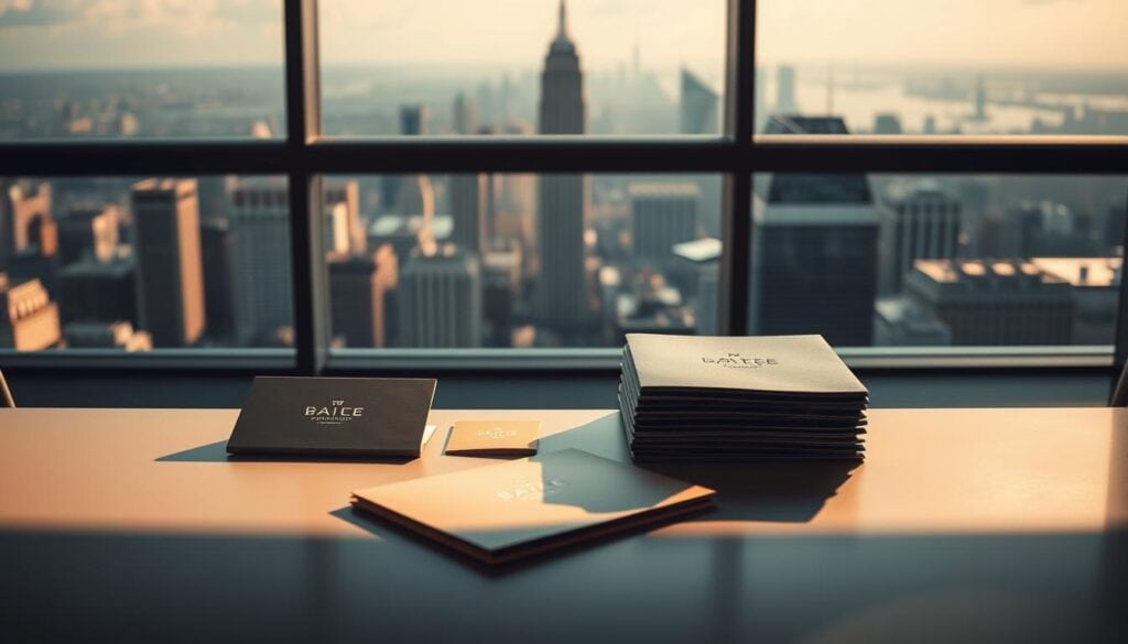 minimalist workspace with media kit elements