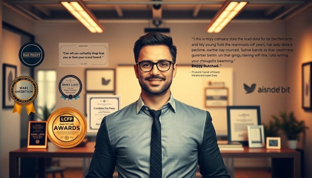 office scene with media kit examples