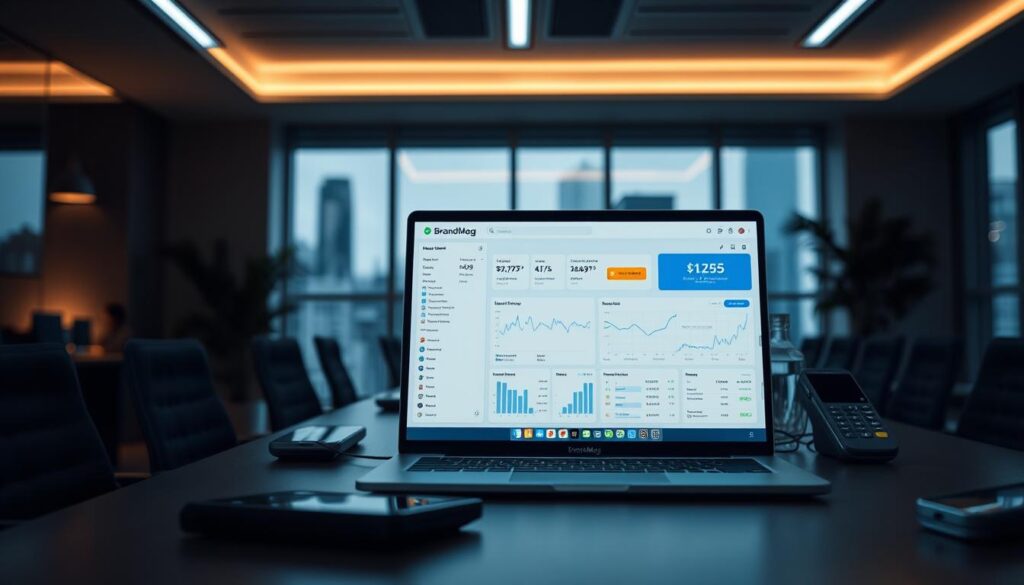 Analytics dashboard displaying business data and charts.
